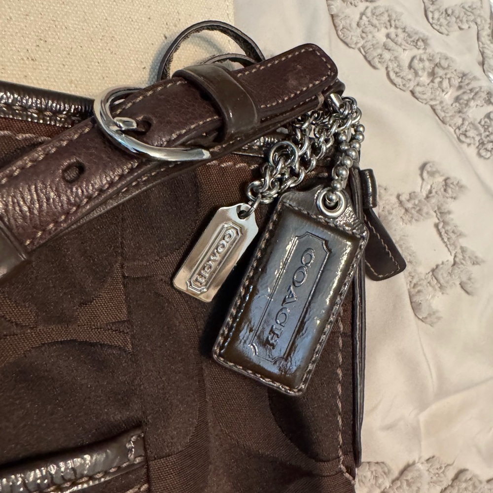 Coach Dark Brown Signature Shoulder Bag - Picture 3 of 5